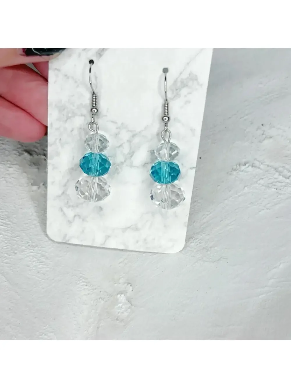 405u. Blue Crystal Earrings